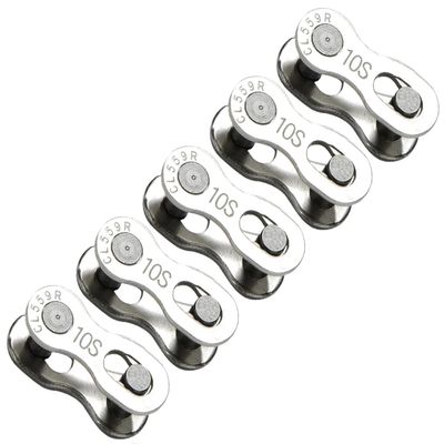 Bicycle Missing Link for 10 Speed Bike Chain Connector for Quick Master Link, Silver, Reusable 5 Pairs