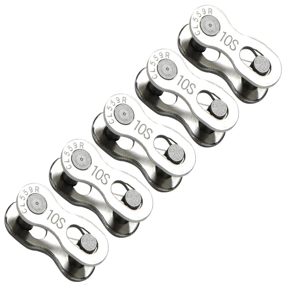 Bicycle Missing Link for 10 Speed Bike Chain Connector for Quick Master Link, Silver, Reusable 5 Pairs