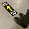 Bilingual One Way Floor Decals - Social Distancing Floor Stickers - Una Via Directional Floor Arrows - 6" x 18 Non-Slip Removable Vinyl Decal (10 per pack) view 2