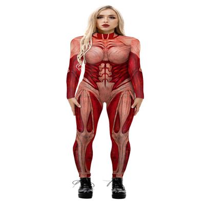 URVIP Unisex Halloween Skeleton Costume 3D Printed Stretch Skinny Bodycon Catsuit Cosplay Jumpsuit Bodysuit BAX-101 S