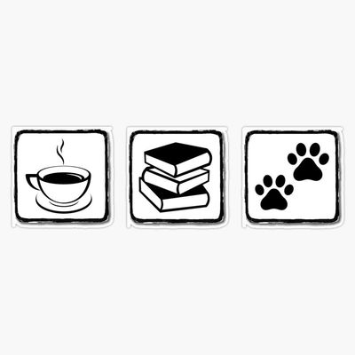 Coffee Books Dog - Coffee Books Pets Vinyl Waterproof Sticker Decal Car Laptop Wall Window Bumper Sticker 5"