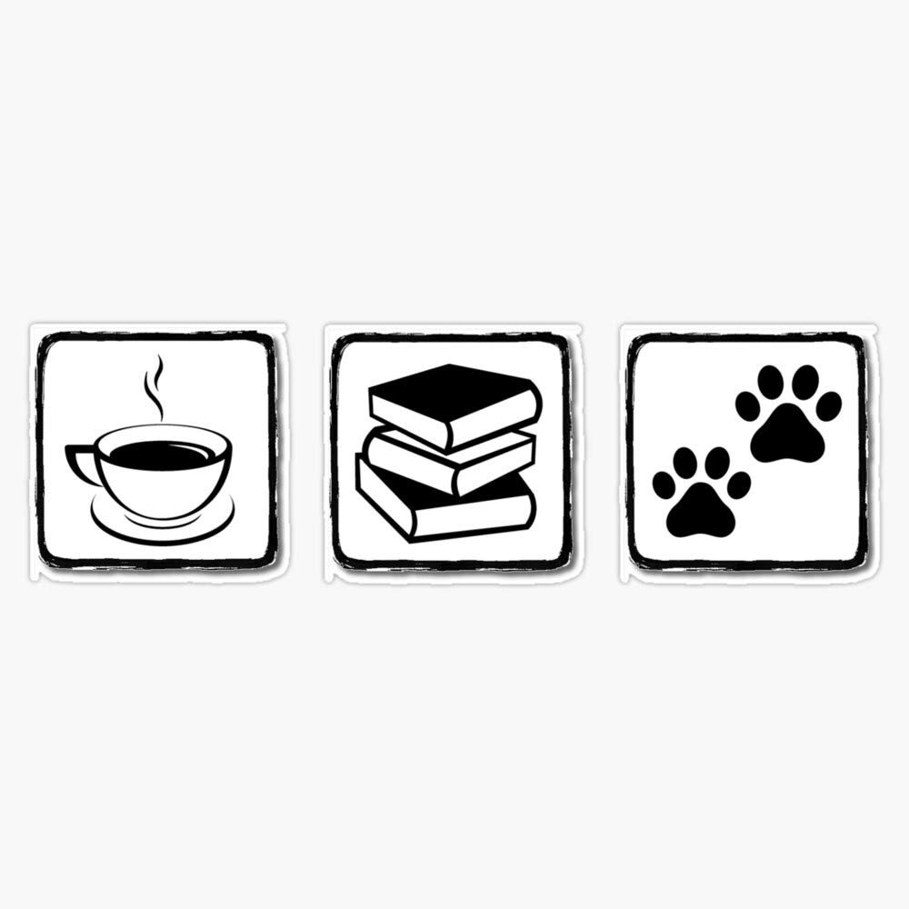 Coffee Books Dog - Coffee Books Pets Vinyl Waterproof Sticker Decal Car Laptop Wall Window Bumper Sticker 5"