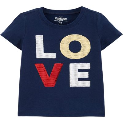 Carter's Girls Love Sequin Tee, Navy, 3m