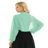 YONGHS Women's Chiffon Kimono Cardigan Long Raglan Sleeve Shawl Beach Swim Cover Ups Blouse Light Green One Size view 3