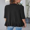 Bluetime Women Casual Lightweight Open Front Cardigans Soft Draped Ruffles 3/4 Sleeve Cardigan (XXL, Black) view 4