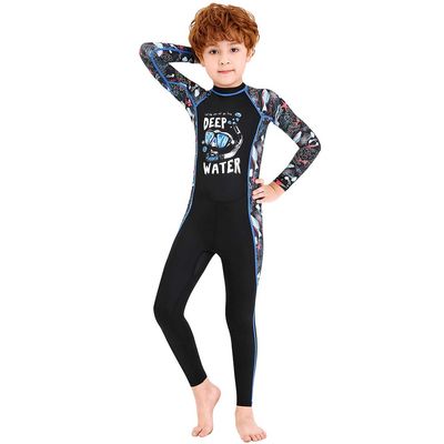Full Body Kids Swimsuit One Piece Rash Guard Long Sleeve Wetsuit Skin for Girls Boys Children, Sunsuit Swimwear UPF 50+ UV Sun Protection Quick Dry for Beach Water Sports (Boy Black, L)