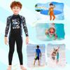 Full Body Kids Swimsuit One Piece Rash Guard Long Sleeve Wetsuit Skin for Girls Boys Children, Sunsuit Swimwear UPF 50+ UV Sun Protection Quick Dry for Beach Water Sports (Boy Black, L) view 2
