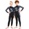 Full Body Kids Swimsuit One Piece Rash Guard Long Sleeve Wetsuit Skin for Girls Boys Children, Sunsuit Swimwear UPF 50+ UV Sun Protection Quick Dry for Beach Water Sports (Boy Black, L) view 4