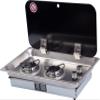 JZ Boat Caravan RV 2 Burner Gas Stove Hob with Tempered Glass Lid 530325(52+55) mm GR-902 view 1
