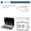JZ Boat Caravan RV 2 Burner Gas Stove Hob with Tempered Glass Lid 530325(52+55) mm GR-902 view 3