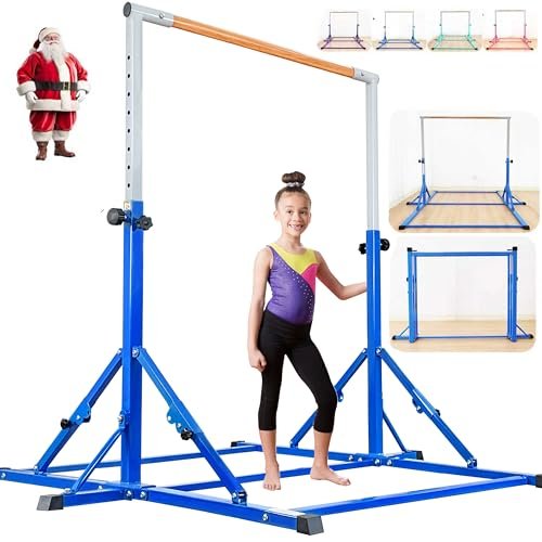 MARFULA Foldable Gymnastic Bar for Kids Ages 3-20, 350 lbs Weight Capacity, 5 Ft Gymnastic Kip Bar Horizontal Bar for Gymnast, Gymnastic Training Equipment for Home and Gymnastic Center Use
