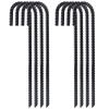 FEED GARDEN 12 Inch 8 Pack Rebar Stakes Heavy Duty J Hook, Galvanized Ground Stakes Tent Stakes Steel Ground Anchors, Chain Link Fence Stakes, Trampoline Stakes, Black view 1