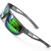 ATTCL Polarized Sunglasses Men Sports: UV Protection Lightweight TR90 Frame Anti-Slip Wrap-Around for Driving Fishing Golf J2021 Clear Green view 1