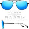 ATTCL Men's Vintage Driving Polarized Sunglasses Rectangular Metal Frame QL2022 Black+blue view 3