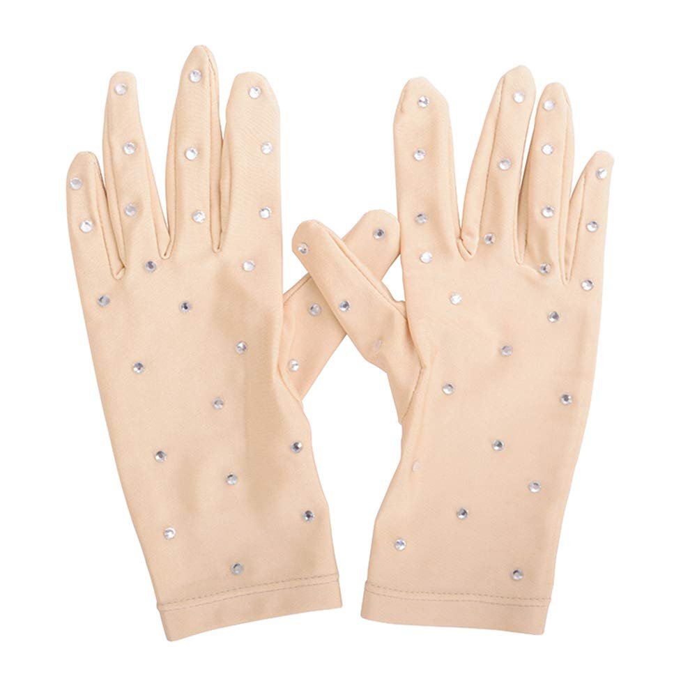 LIUHUO Ice Dress Gloves Performacne Wear Girls Thermal Figure Skating Gloves with Rhinestones5 Color