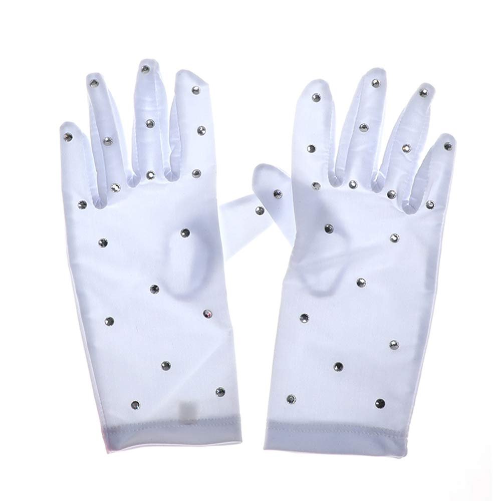 LIUHUO Ice Dress Gloves Performacne Wear Girls Thermal Figure Skating Gloves with Rhinestones5 Color