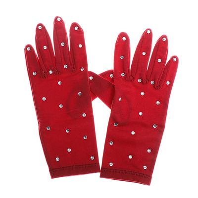 LIUHUO Ice Dress Gloves Performacne Wear Girls Thermal Figure Skating Gloves with Rhinestones5 Color