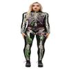 URVIP Women Halloween Skeleton Costume Stretch Skinny Catsuit Jumpsuit Bodysuit BAX-107 XL view 1