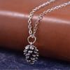 Metal Pine Nuts Necklace Charm Retro Pinecone Nut Plant Specimen Pendants Necklace for Women Jewelry Accessories (Silver) view 3