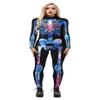 URVIP Women Halloween Skeleton Costume Stretch Skinny Catsuit Jumpsuit Bodysuit BAX-110 S view 1