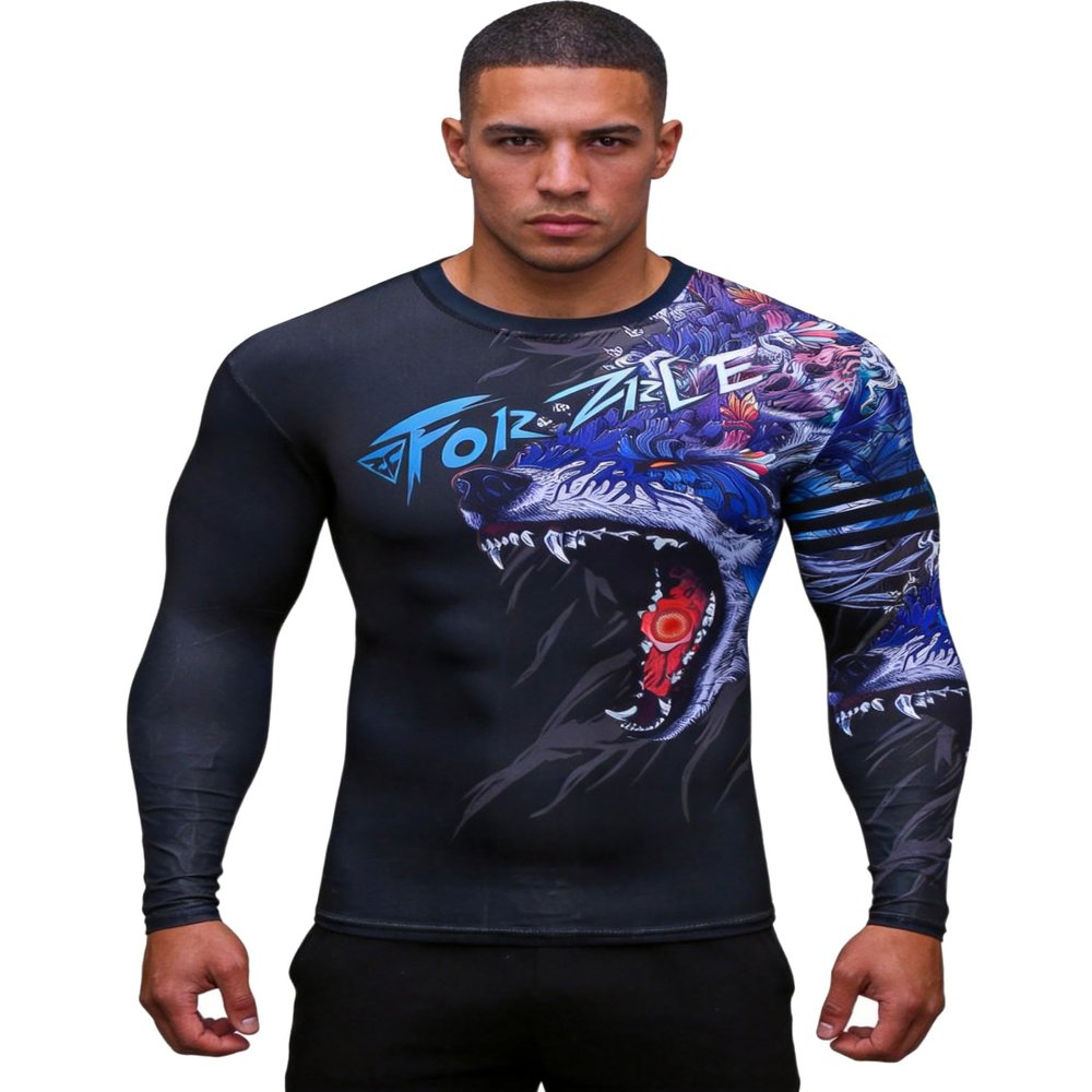 Red Plume Mens 3D Printed Compression Long Sleeve T Shirts Top Tees Men's Long Sleeve t Shirts for Sports and Fitness