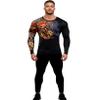 Red Plume Mens 3D Printed Compression Long Sleeve T Shirts Top Tees Men's Long Sleeve t Shirts for Sports and Fitness Flower view 2