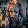 Red Plume Mens 3D Printed Compression Long Sleeve T Shirts Top Tees Men's Long Sleeve t Shirts for Sports and Fitness Flower view 3