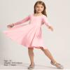 Stelle Girls Cotton Long Sleeve Dress Twirl Skater Dress, Pink, 4T view 4