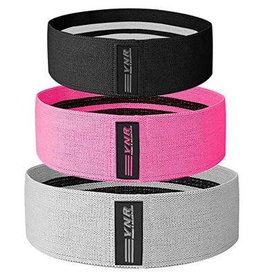 3 x Pack Resistance Bands Non-Slip Exercise Loop Bands for Hips and Glutes 3 Resistance Levels for Butt Legs and Body Work Out Fitness Bands for Pilates, Yoga and Body Building (Grey, M x 1 Pc)