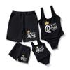 Herbeeza Family Matching Swimsuits One-Piece Bikini Mommy and Me Offset Printing Vintage Bathing Swimwear Black view 1
