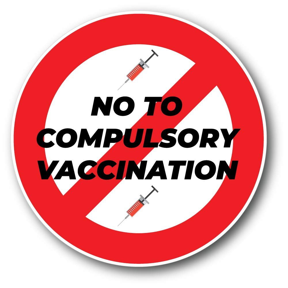 No to Compulsory Vaccination Prohibition Vinyl Sticker Car Bumper Decal