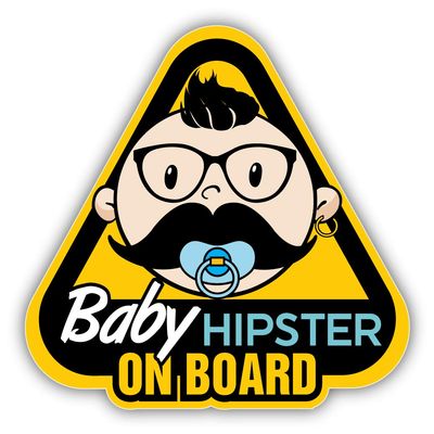 Baby Hipster On Board Vinyl Sticker Decal