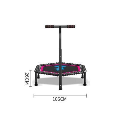 Adult mini trampoline, hexagonal fitness trampoline, quiet and safe bounce, suitable for children adult sports trampoline, three-speed adjustable handle, indoor fitness / indoor / outdoor sports