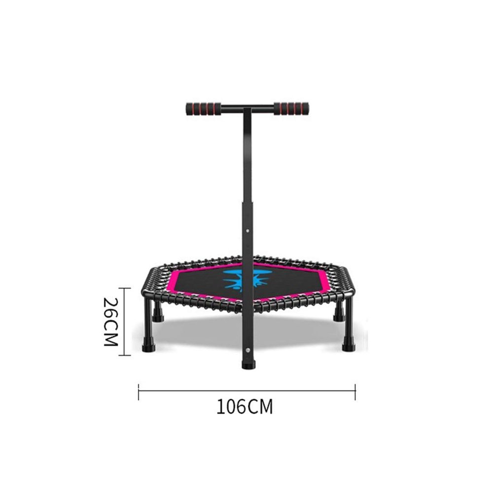 Adult mini trampoline, hexagonal fitness trampoline, quiet and safe bounce, suitable for children adult sports trampoline, three-speed adjustable handle, indoor fitness / indoor / outdoor sports