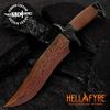 Gil Hibben Hellfyre Highlander Bowie Knife with Leather Belt Sheath - Damascus Steel Blade, Wire-Wrapped Handle, Black Metal Handguard and Pommel, Gotta Have Collectors Dream - Length 13 1/2" view 2