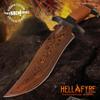 Gil Hibben Hellfyre Highlander Bowie Knife with Leather Belt Sheath - Damascus Steel Blade, Wire-Wrapped Handle, Black Metal Handguard and Pommel, Gotta Have Collectors Dream - Length 13 1/2" view 4