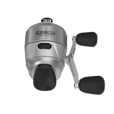 Zebco 33 Platinum Spincast Fishing Reel, Size 30 Reel, Right or Left-Hand Retrieve, 4.7:1 Gear Ratio, Pre-spooled with 10 lb Zebco Cajun Line, Silver