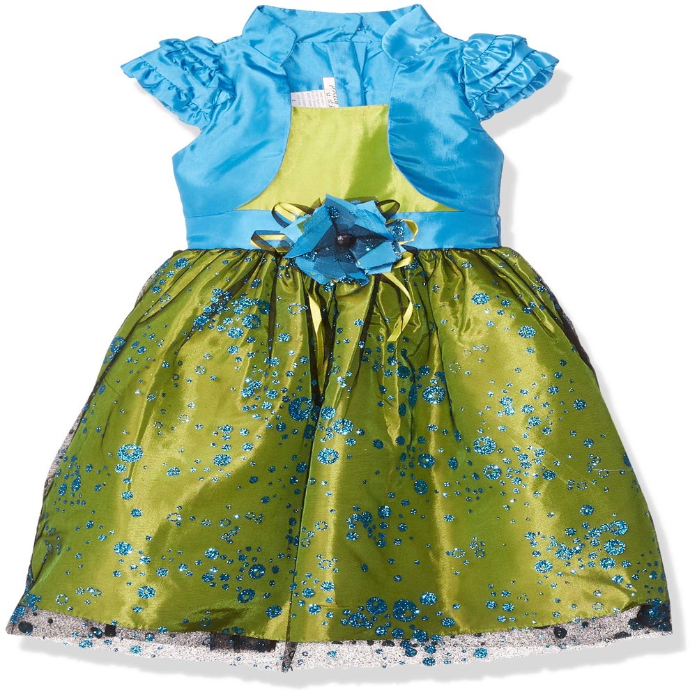 Pretty Me, USA Cap Sleeve Satin Sparkle Dress Turquoise