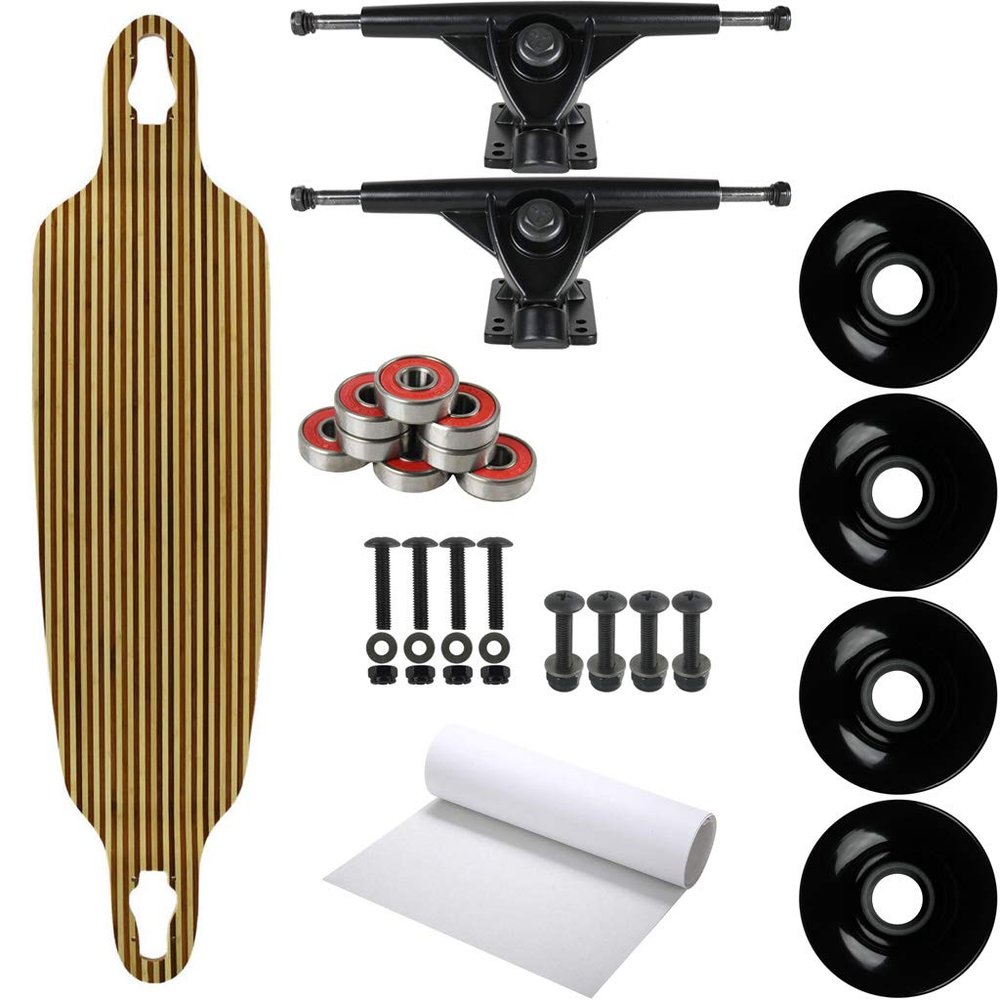 Moose Longboard Complete 9.75" x 39.75" Double Drop (Zebra Bamboo/Black Trucks)