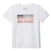 PFG Reel Adventure Short Sleeve Shirt, Sun Protection, White Faded Fish Flag, Medium view 1