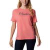 Columbia Women's Bluebird Day Relaxed Crew Neck, Salmon Heather/Floral Brand, 1X Plus view 1