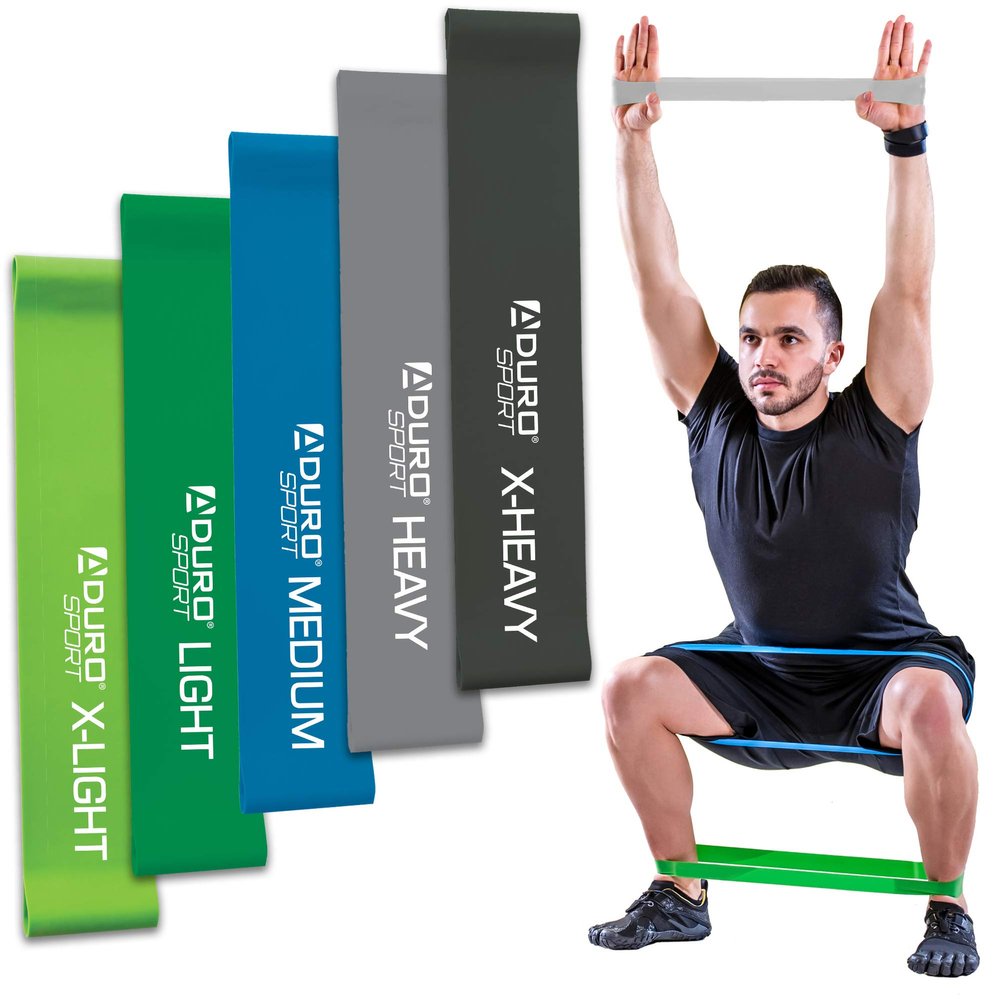 Aduro Sport Resistance Bands Set Exercise Workout Bands Loops 3 or 5 Resistance Levels Pack Set for Men Women Abs Leg