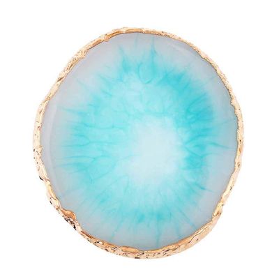 wpOP59NE Resin Jewelry Tray Necklace Holder Ring Earrings Display Plate Dish Organizer Gift for Her Blue