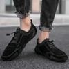 Asifn Men's Casual Loafers Slip On Boat Shoes Comfort Driving Outdoor Work Office Dress Sneakers Leather Lace up Mocassins 9 Black view 2