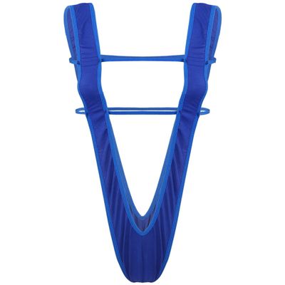 YiZYiF Women One-Piece Sling Shot Micro Bikini Halter Thong Teddy Bodysuit Swimwear (Slingshot Blue)