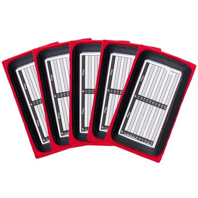 5 Pack Youth Quarterback Wristband - Triple Windows QB Wristband - 3 Playsheet Compartments- Great for Football, Baseball, All Sports(Red)