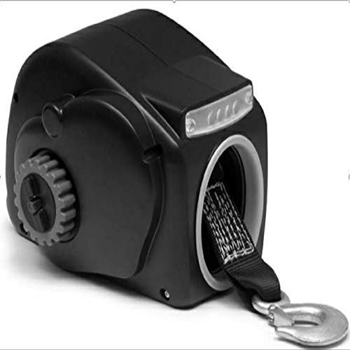 JZ 10000LBS 12V Electric Trailer Winch with Strap for 24ft Boat Freshwater Black