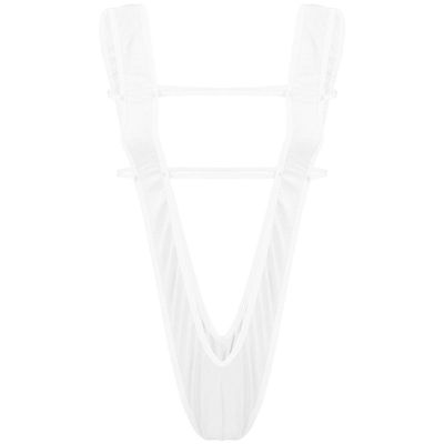 YiZYiF Women One-Piece Sling Shot Micro Bikini Halter Thong Teddy Bodysuit Swimwear (Slingshot White)