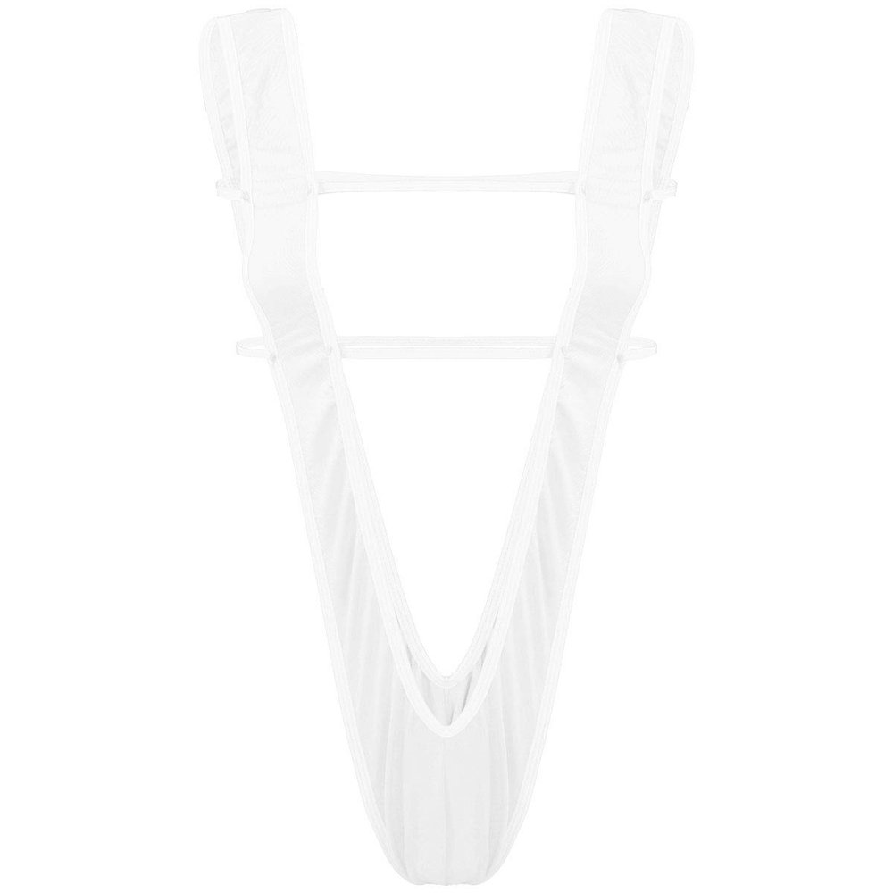 YiZYiF Women One-Piece Sling Shot Micro Bikini Halter Thong Teddy Bodysuit Swimwear (Slingshot White)