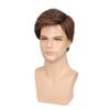 Kaneles Mens Short Brown Wig Synthetic Laeyered Natural Hair Costume Full Wig (Brown) view 3
